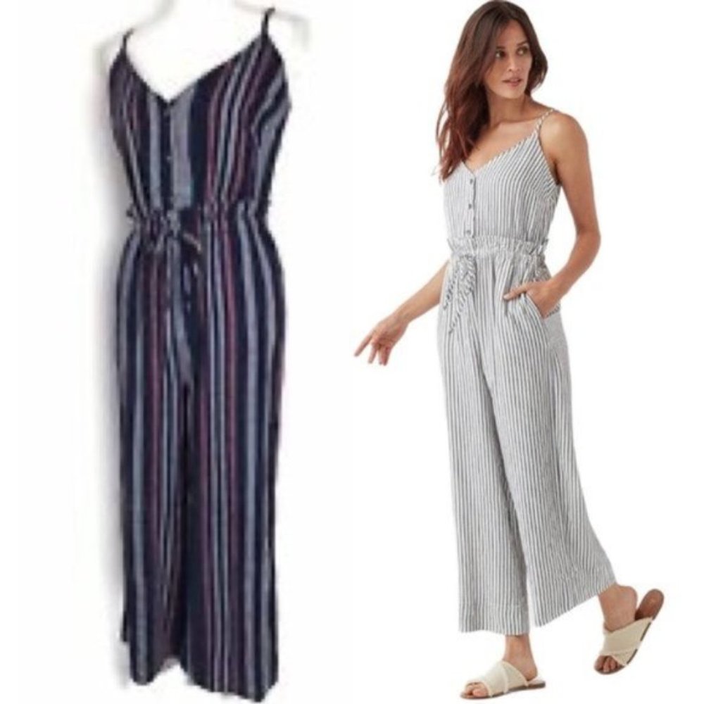 Splendid Tie Waist Crosshatch Stripe Jumpsuit